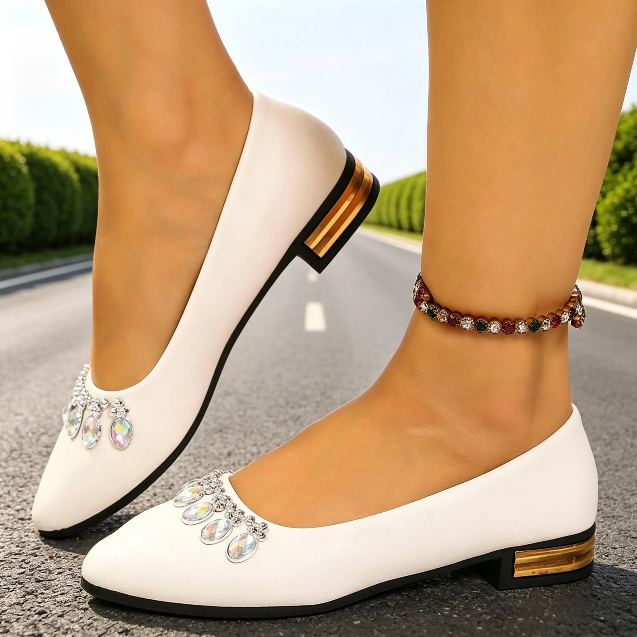 Outdoor Sports Shoes - Women Flats Pointed Toe Ballet Shoes