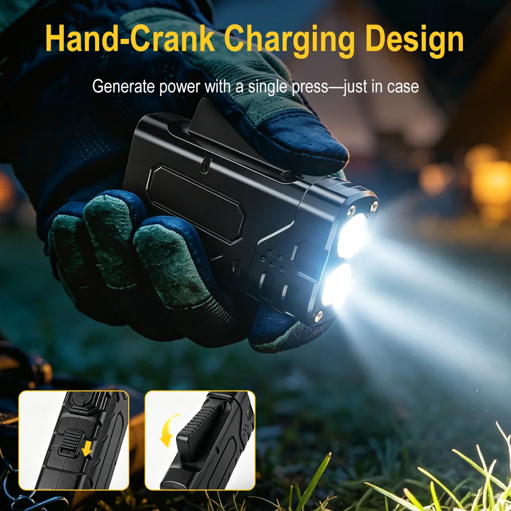 BORUIiT Hand Crank EDC LED Fla - Outdoor Sports Accessories review and price