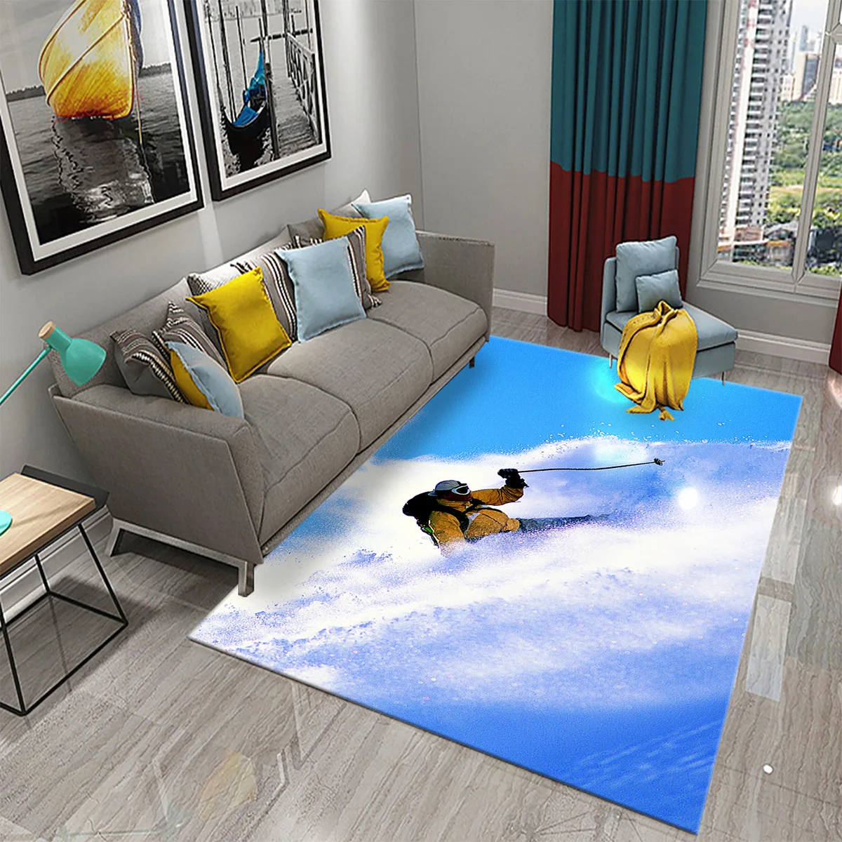 Ski Snow Mountain Theme Carpet - Outdoor Sport Live review and price