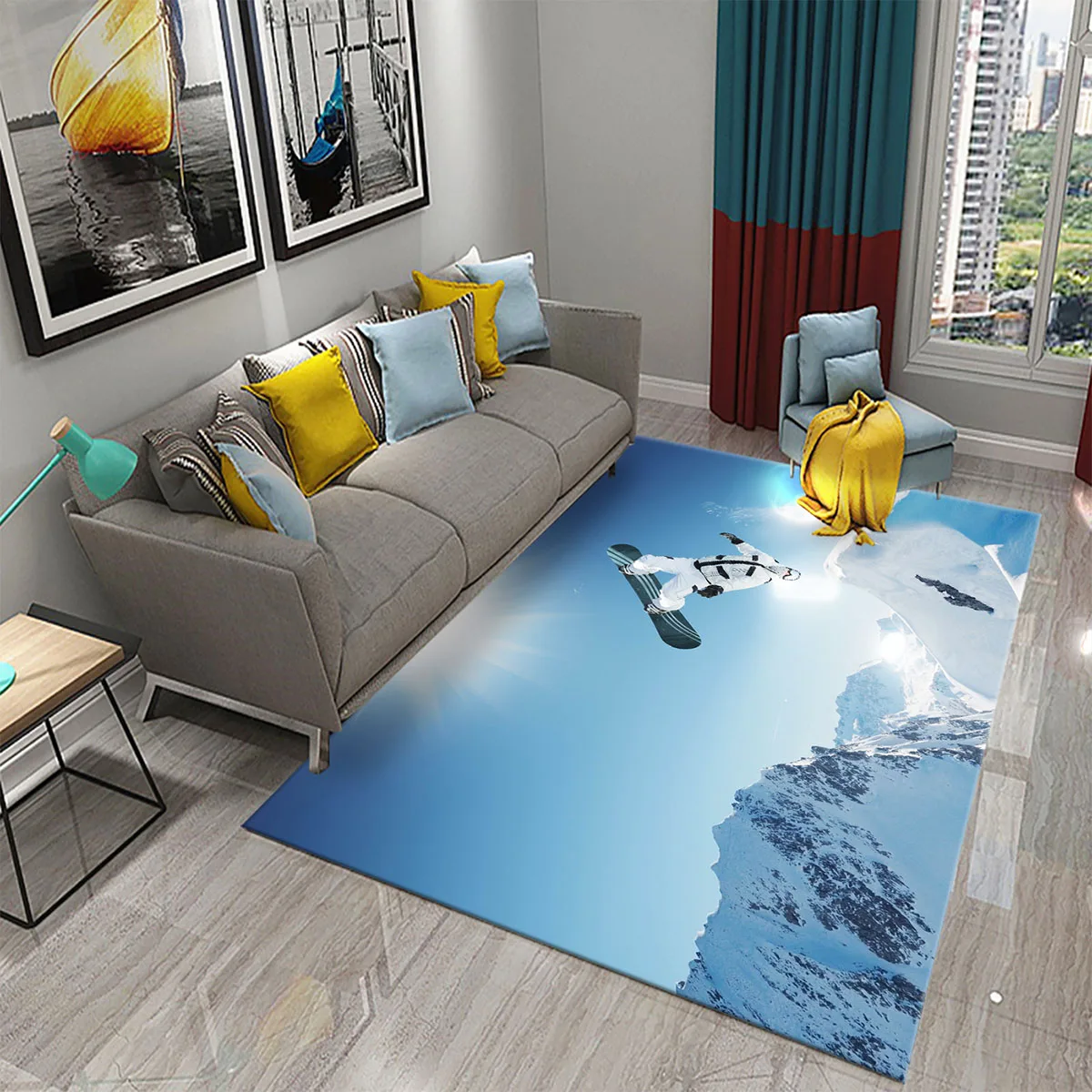 Ski Snow Mountain Theme Carpet - Outdoor Sport Live review and price